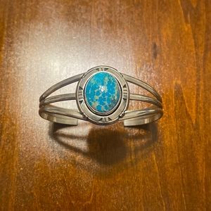Navajo Bracelet with Turquoise Stone * signed P.A. Smith 925